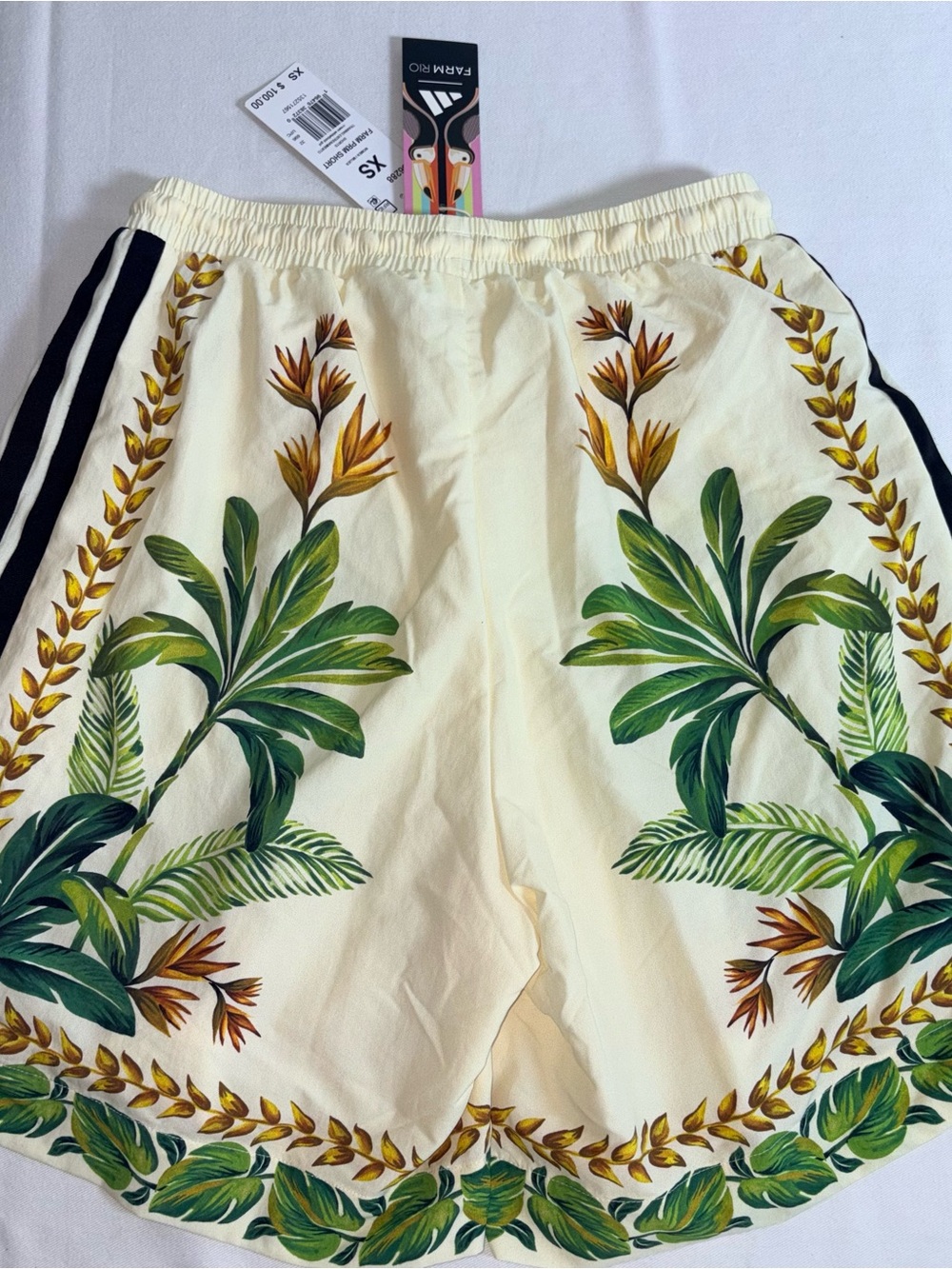 Farm Rio x adidas Cream Tropical Print Women's Shorts - XS floral botanical new - Picture 2 of 8